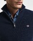 Gant Organic Cotton Textured Half Zip Pullover Evening Blue