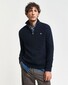 Gant Organic Cotton Textured Half Zip Pullover Evening Blue