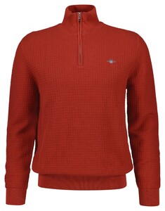 Gant Organic Cotton Textured Half Zip Trui Iron Red