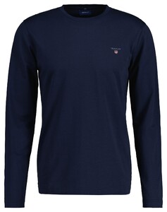 Gant Original Slim Long Sleeve Crew Neck T-Shirt Evening Blue