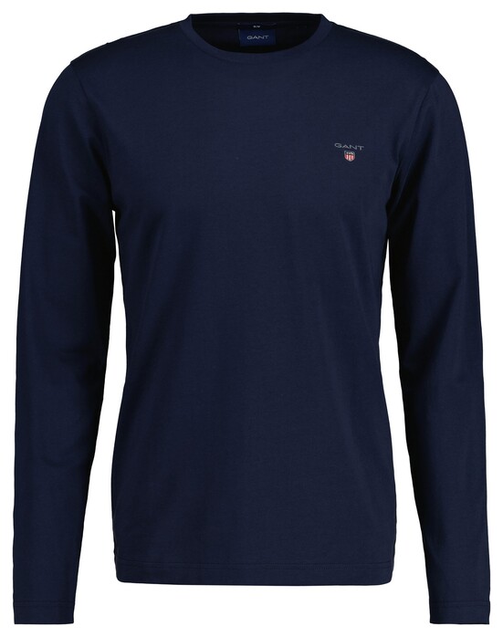 Gant Original Slim Long Sleeve Crew Neck T-Shirt Evening Blue