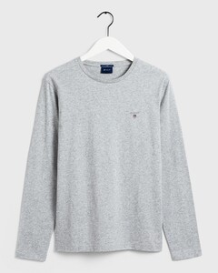 Gant Original Slim Long Sleeve Crew Neck T-Shirt Light Grey