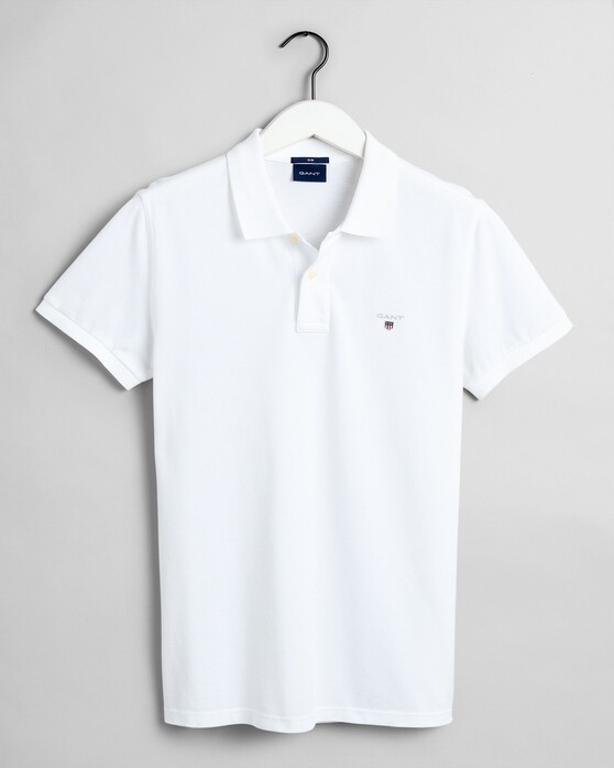 Gant Original Slim Pique Short Sleeve Rugger Poloshirt White
