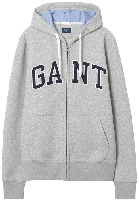 Gant Outline Full Zip Hoodie Cardigan Light Grey