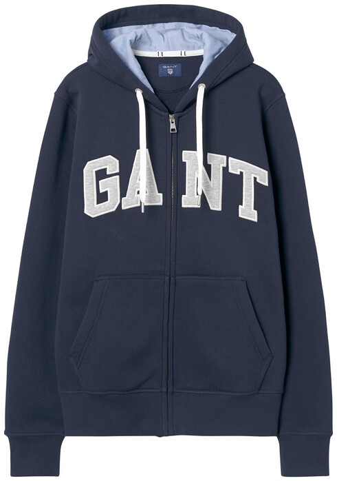 Gant Outline Full Zip Hoodie Vest Avond Blauw