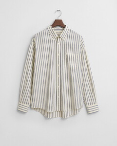 Gant Oversized Stripe Poplin Button-Down Overhemd Ivory White