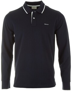 Gant Piqué Long Sleeve Tipped Polo Poloshirt Evening Blue