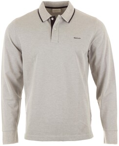 Gant Piqué Long Sleeve Tipped Polo Poloshirt Grey Melange