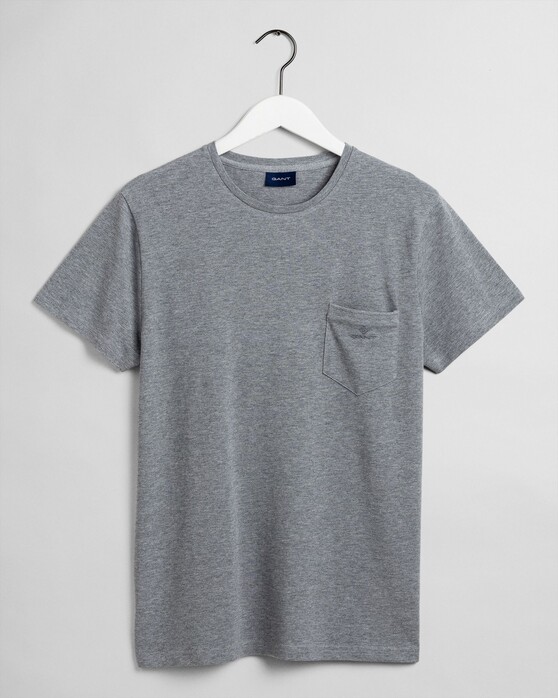 Gant Piqué Short Sleeve T-Shirt Grijs Melange
