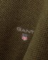 Gant Piqué Sweater Ronde Hals Trui Khaki Green Melange