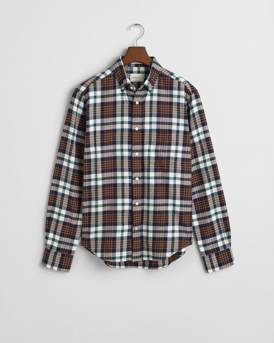 Gant Plaid Flanel Button-Down Overhemd Cacao