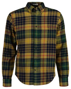 Gant Plaid Flanel Check Button Down Overhemd Mustard Beige