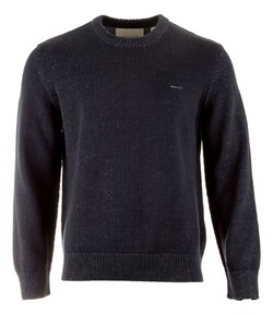 Gant Plated Two Toned Cotton C-Neck Trui Navy