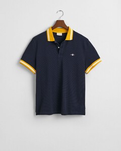 Gant Popcorn Texture Piqué Short Sleeve Polo Avond Blauw