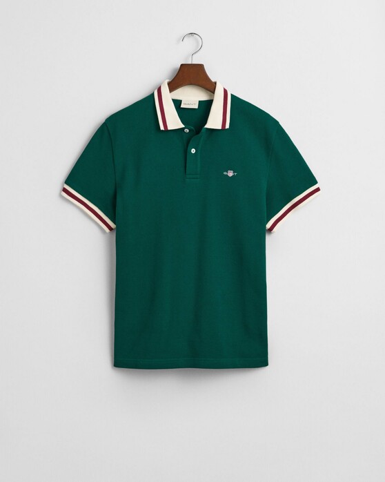 Gant Popcorn Texture Piqué Short Sleeve Polo Deep Forest Green