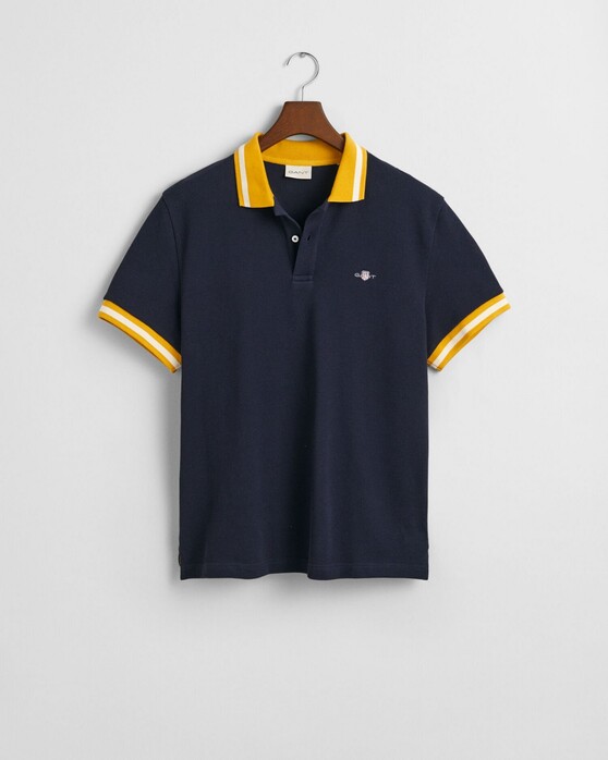 Gant Popcorn Texture Piqué Short Sleeve Poloshirt Evening Blue