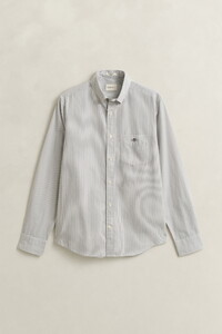 Gant Poplin Banker Stripe Button Down Overhemd Pewter Grey