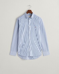 Gant Poplin Banker Stripe Button Down Shirt College Blue