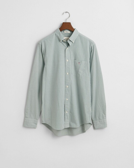 Gant Poplin Banker Stripe Button Down Shirt Deep Forest Green