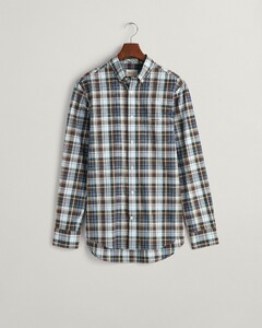 Gant Poplin Medium Check Overhemd Diep Bruin