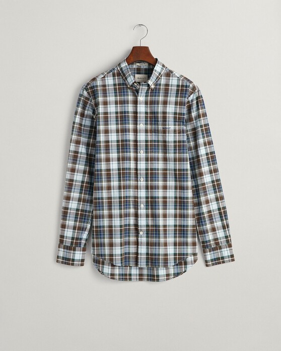 Gant Poplin Medium Check Overhemd Diep Bruin