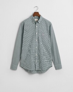 Gant Poplin Micro Gingham Check Overhemd Deep Forest Green