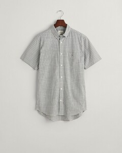 Gant Poplin Microcheck Short Sleeve Overhemd Milky Matcha