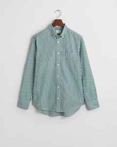 Gant Poplin Stripe Button Down Overhemd Deep Forest Green