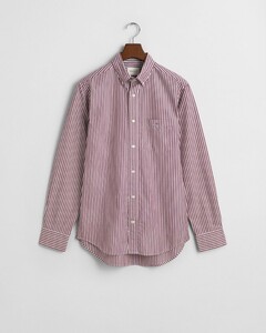 Gant Poplin Stripe Button Down Overhemd Wijnrood