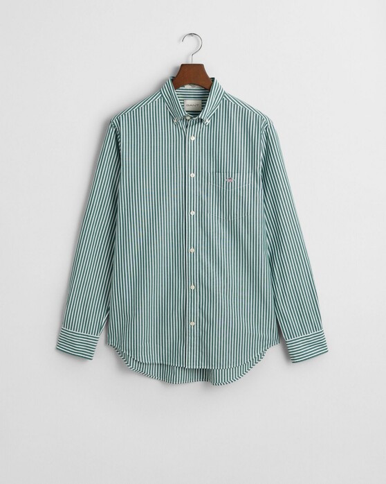 Gant Poplin Stripe Button Down Shirt Deep Forest Green