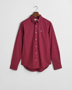 Gant Poplin Uni Slim Button Down Subtle GANT Shield Embroidery Overhemd Wijnrood