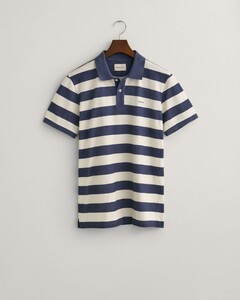 Gant Premium Cotton Heavy Washed Stripe Polo Avond Blauw