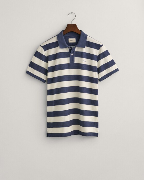 Gant Premium Cotton Heavy Washed Stripe Polo Avond Blauw