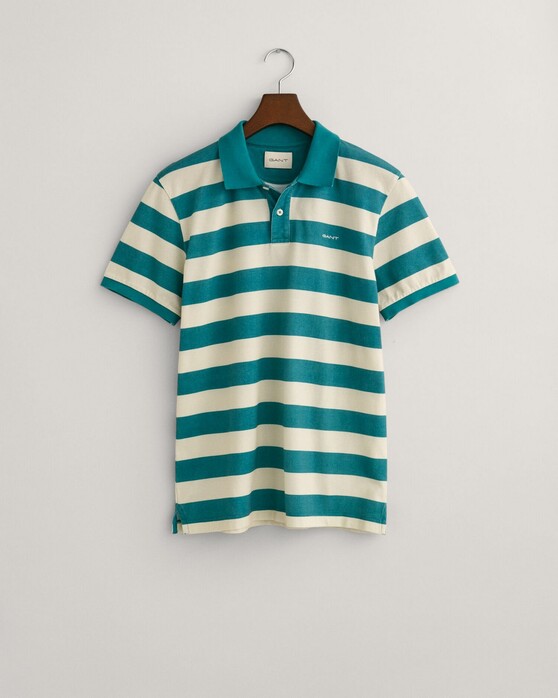 Gant Premium Cotton Heavy Washed Stripe Polo Ocean Turquoise