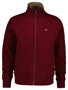 Gant Quilted Corduroy Collar Full Zip Cardigan Plumped Red