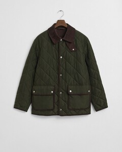 Gant Quilted Fleece Jacket Dark Moss Green