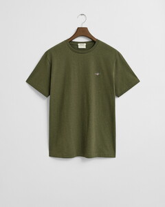 Gant Regular Uni Fine Shield Embroidery T-Shirt Khaki Green Melange