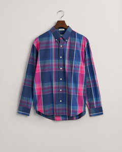 Gant Relaxed Archive Poplin Check Organic Cotton Overhemd Dusty Blue Sea