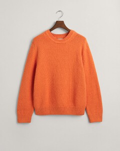 Gant Relaxed Bouclé Knit Crew Neck Sweater Pullover Pumpkin Orange