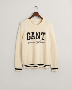 Gant Relaxed Collegiate Crew Neck Large Logo Pullover Crème