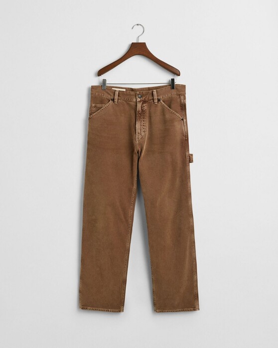 Gant Relaxed Cotton Canvas Workwear Pants Broek Roasted Walnut