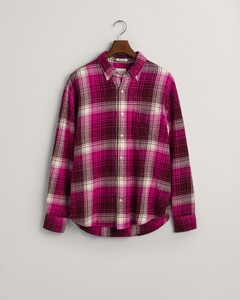 Gant Relaxed Heavy Flannel Check Shirt Pink Fuchsia
