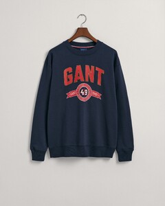Gant Relaxed Retro Crest Crew Neck Sweater Trui Avond Blauw