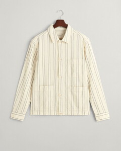 Gant Relaxed Striped Overshirt Corozo Buttons Cream