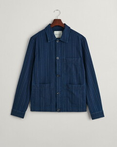 Gant Relaxed Striped Overshirt Corozo Buttons Donker Indigo