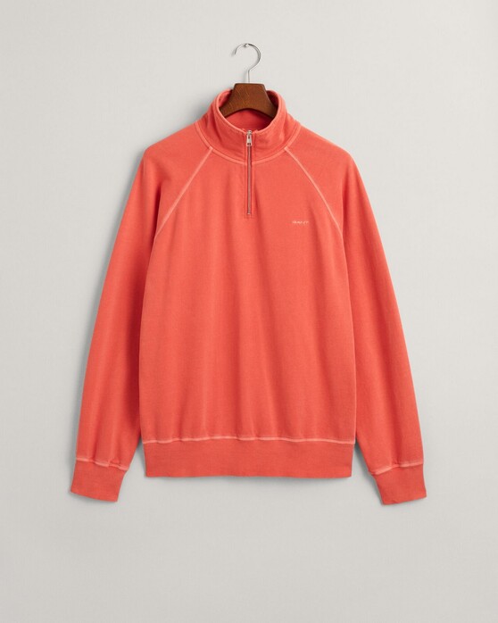 Gant Relaxed Sunfaded Half Zip Garment Washed Pullover Burnt Orange