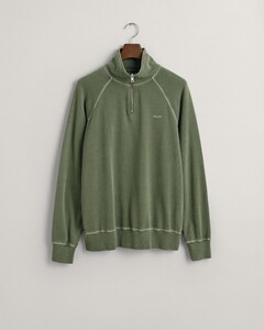 Gant Relaxed Sunfaded Half Zip Garment Washed Pullover Pine Green