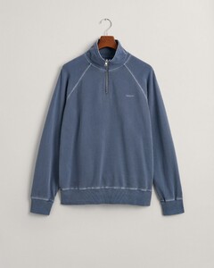 Gant Relaxed Sunfaded Half Zip Garment Washed Trui Dusty Blue Sea