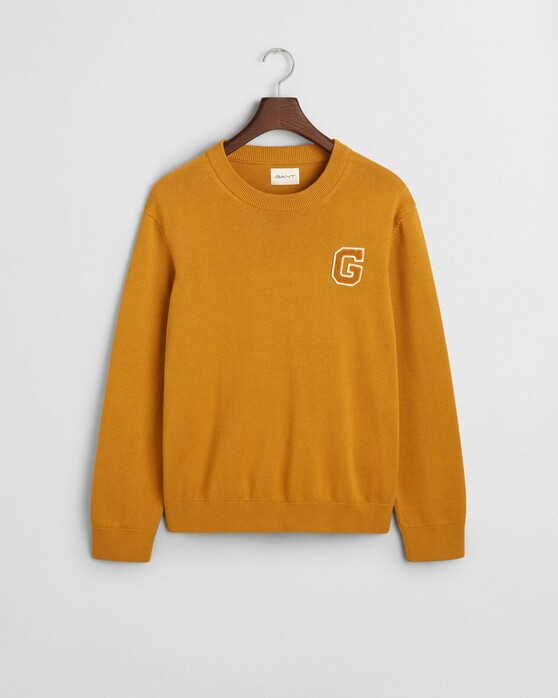 Gant Relaxed Uni Color Sporty G Terry Badge Crew Neck Pullover Maple Yellow