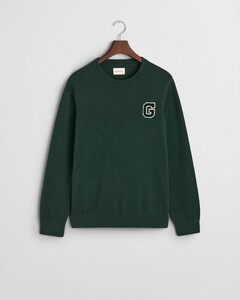 Gant Relaxed Uni Color Sporty G Terry Badge Crew Neck Trui Tartan Green